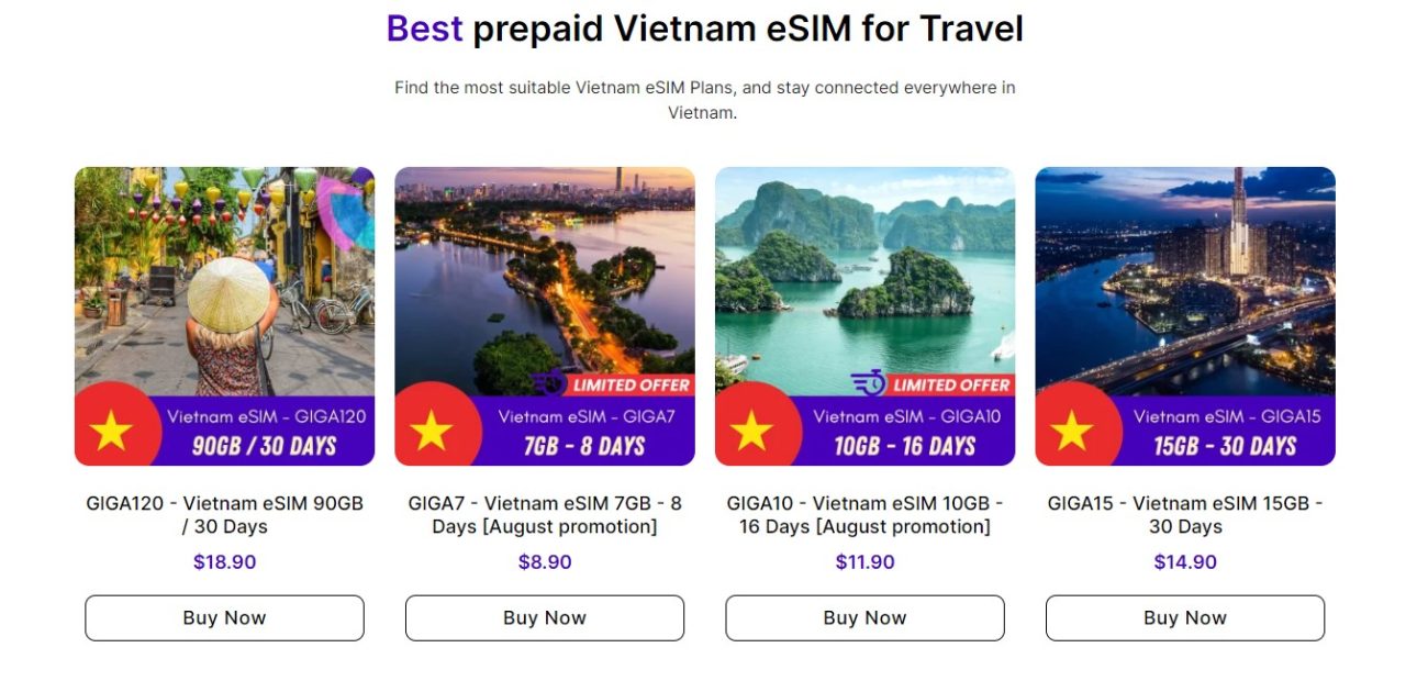 Vietnam eSIM plans of Vietnamesim.com are competitive