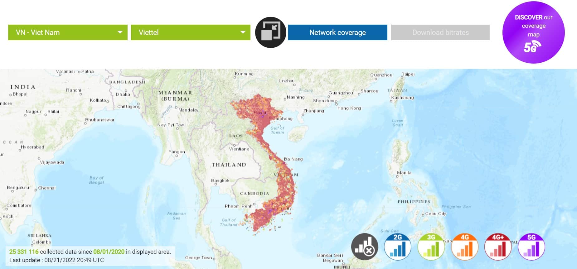 Viettel network coverage map - gigago