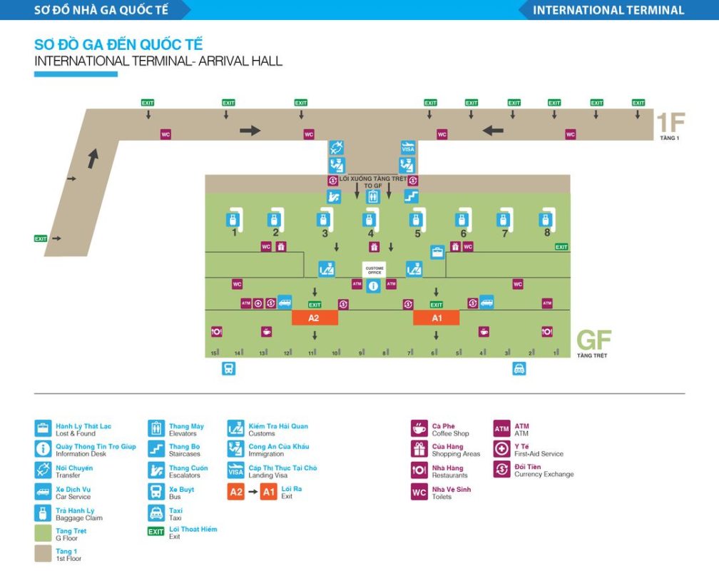 Map of International terminal at Tan Son Nhat airport (SGN)