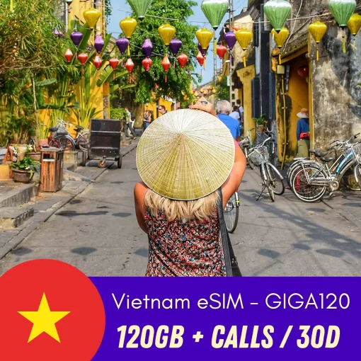 GIGA120 - Vietnam eSIM 120GB for 30 days with FREE calls within Vinaphone and iTel