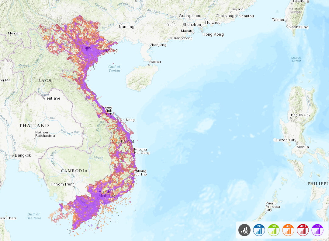 Viettel coverage map in Vietnam