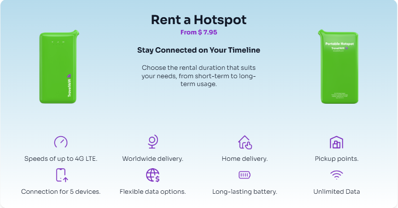 Pocket WiFi rental fee and details at TravelWifi