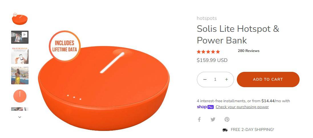 Solis hotspot WiFi device for Vietnam travel